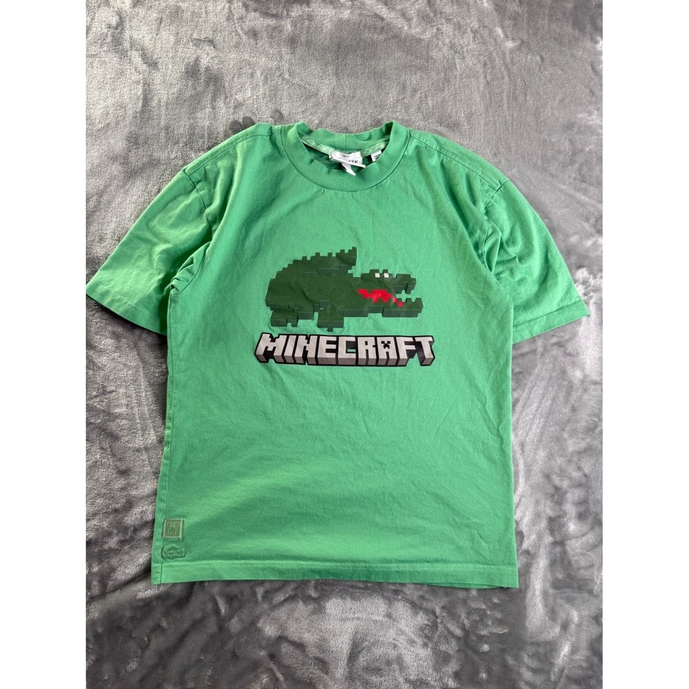 Lacoste x Minecraft Collaboration T-Shirt Green Relaxed Fit Unisex Size M